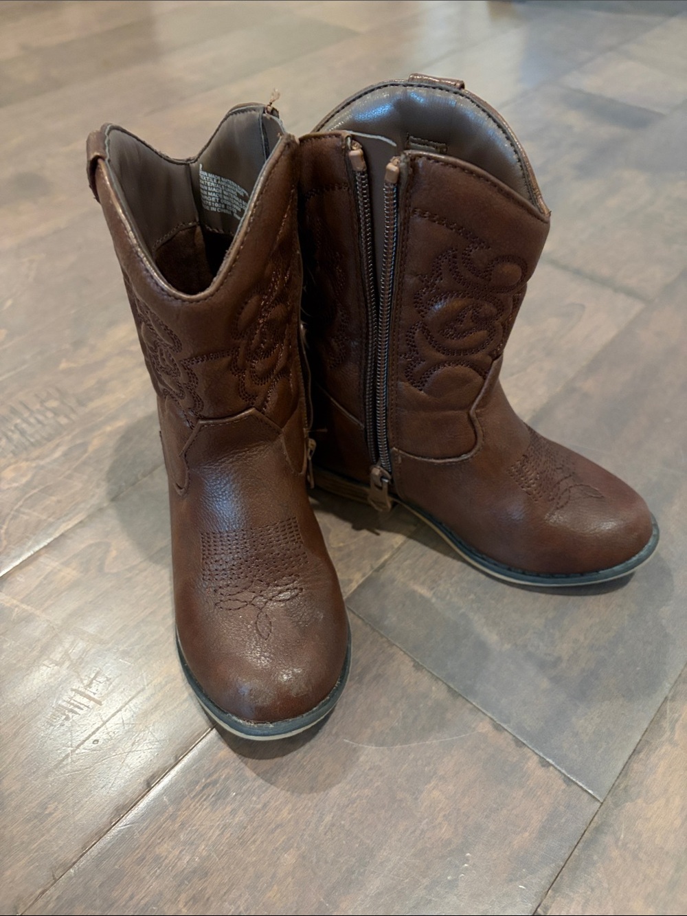 Cat & jack toddler Brown Western Zip-Up Boots cowboy 9